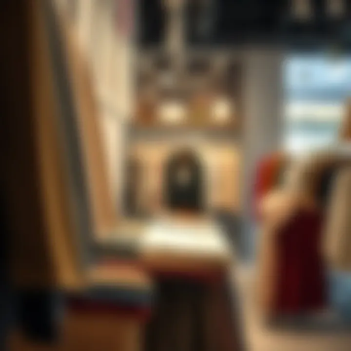 Eco-friendly fabric options displayed in a boutique