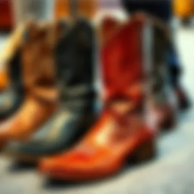 Diverse Styles of Cowboy Boots with Zippers Different styles of cowboy boots showcasing their design and zipper features