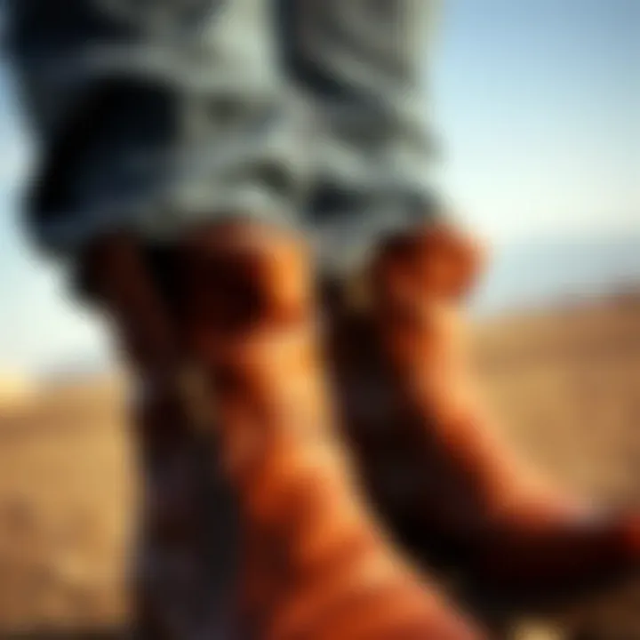 High-Quality Leather Cowboy Boots Close-up of high-quality leather used in cowboy boots with zippers