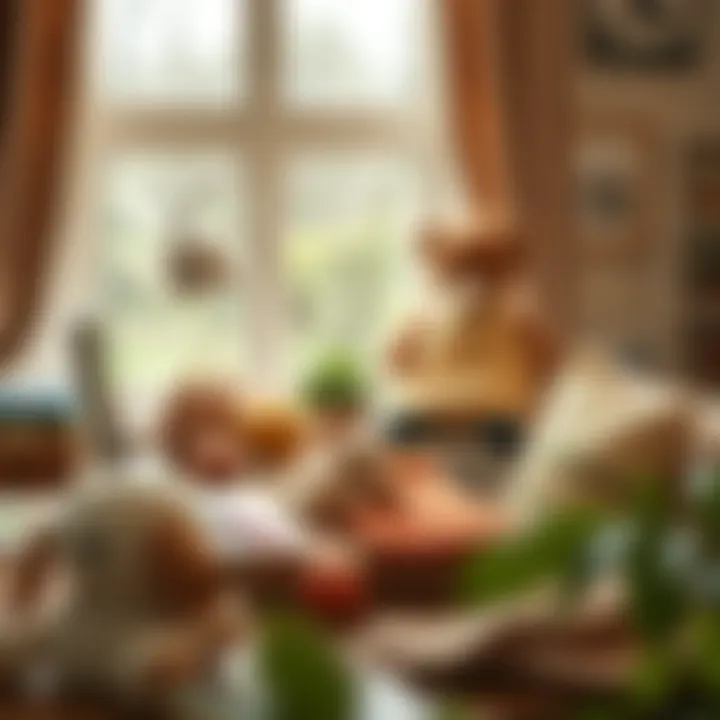 Cozy Crocheting Workspace An inviting workspace set up for crocheting, featuring a cozy ambiance