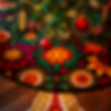 Vibrant patterned tree skirt reflecting seasonal themes