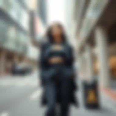 Stylish Cut Out Set in Urban Setting Chic ensemble featuring cut out pants and matching top