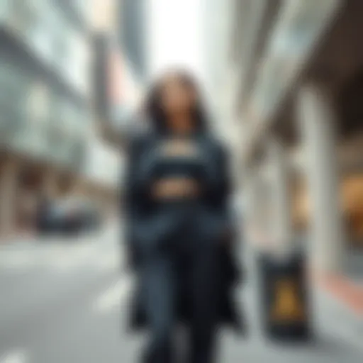 Stylish Cut Out Set in Urban Setting Chic ensemble featuring cut out pants and matching top