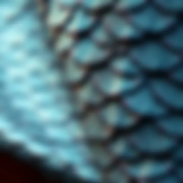 Detailed View of Fish Scale Fabric Texture Close-up of the unique texture of fish scale cloth