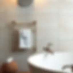 Sleek modern floating towel rack in a contemporary bathroom setting