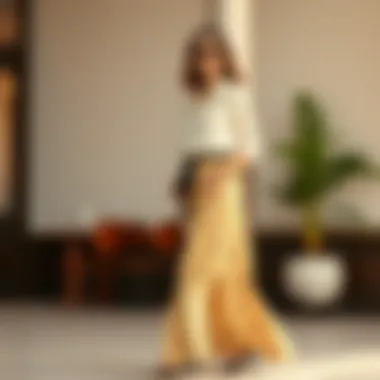 Formal Styling of Floral Jacquard Skirt Elegant floral jacquard skirt paired with classic accessories for formal wear