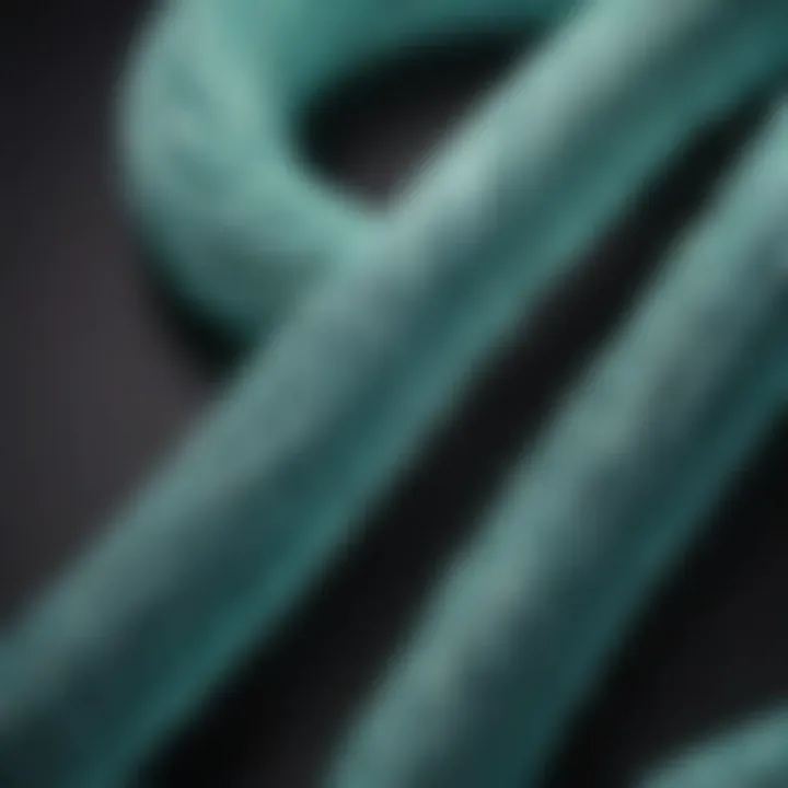 Close-up of a glow in the dark spiral hair tie showcasing its texture and design