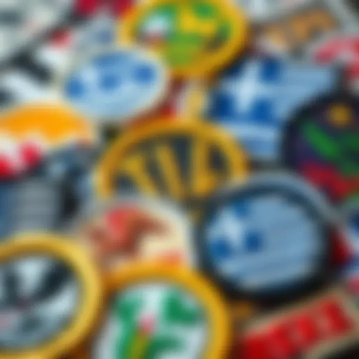 Assorted Greek-Themed Patches An assortment of Greek-themed patches arranged artistically