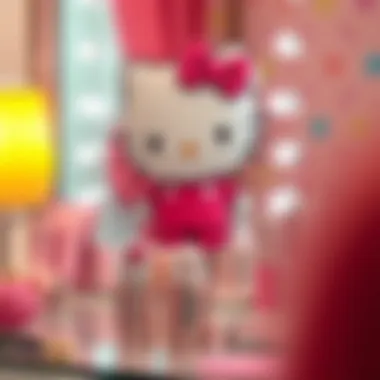 Cultural significance of the Hello Kitty character reflected in the makeup mirror's design.