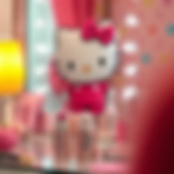Cultural significance of the Hello Kitty character reflected in the makeup mirror's design.
