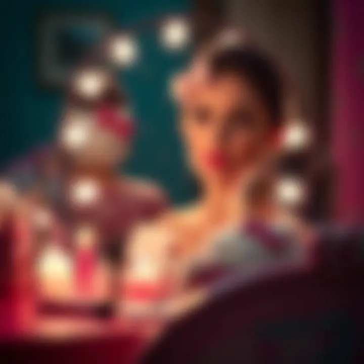 Hello Kitty makeup mirror in use, highlighting its functionality in a grooming routine.