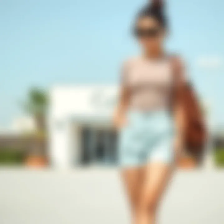 Trendy high waist shorts paired with casual top