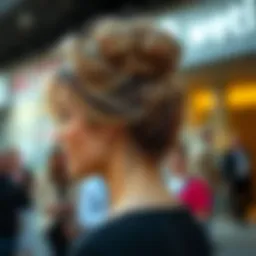 Chic instant messy bun hairstyle showcased elegantly