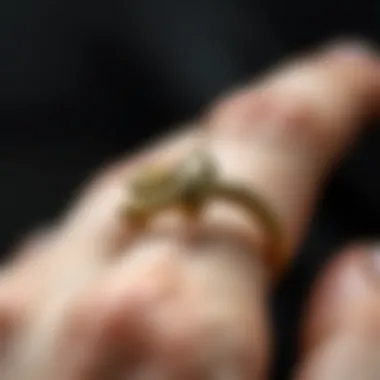 Close-up of a stylish snake bite piercing ring showcasing intricate design.