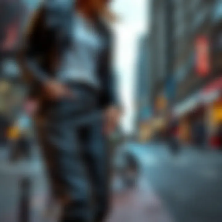 Stylish leather pants showcased in an urban setting