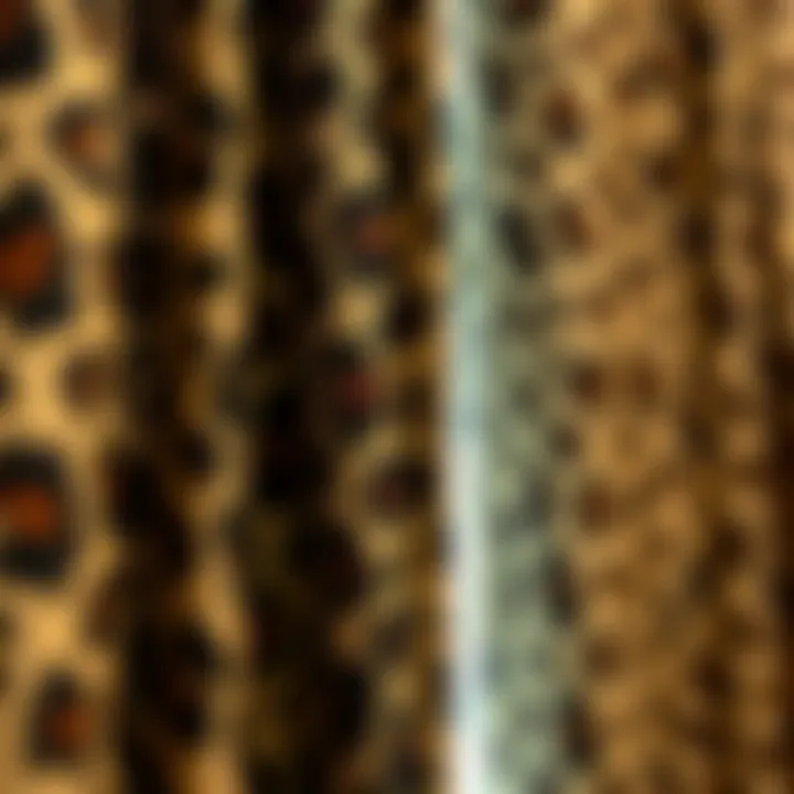 Detailing the Luxe Texture of Leopard Print Fabric Close-up of the fabric texture of leopard print blackout curtains