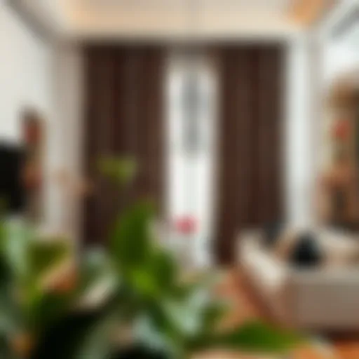 Stylish leopard print blackout curtains in a modern living room