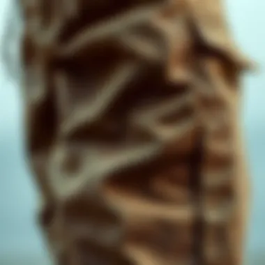 Close-up of fabric textures used in cargo pants