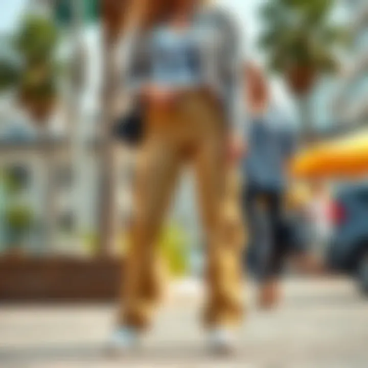 Stylish outfit combinations featuring loose khaki cargo pants