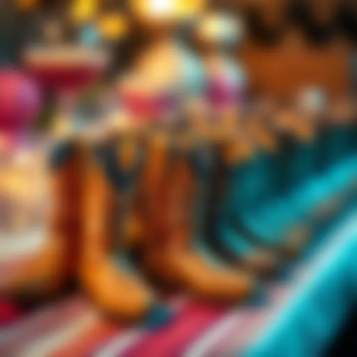Charming display of mini cowboy boots as party favors