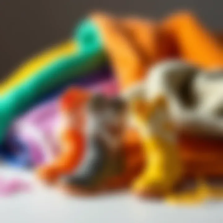 Colorful selection of materials for mini cowboy boots