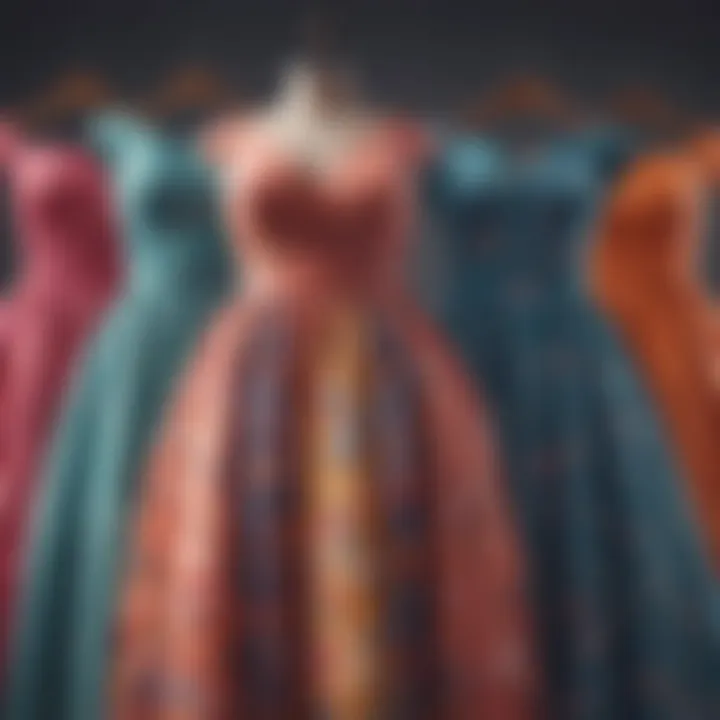 A display of vibrant plus size dresses in various styles and patterns