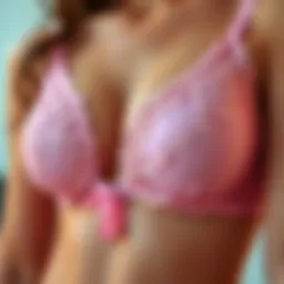 Intricate lace detailing on pink cherry lingerie