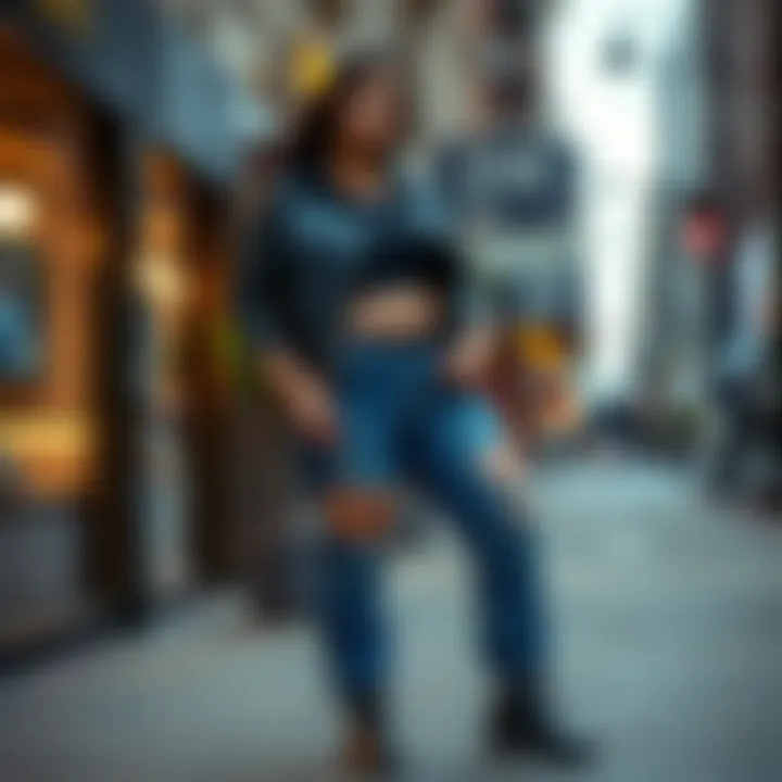 Urban Outfit Inspiration Styled outfit featuring plus size deconstructed jeans in an urban setting