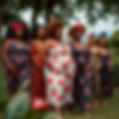 Cultural Perspectives on Floral Rompers A diverse group of plus size individuals wearing floral rompers
