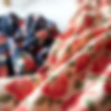 Textiles and Fabrics of Plus Size Floral Rompers A close-up of fabric choices for floral rompers