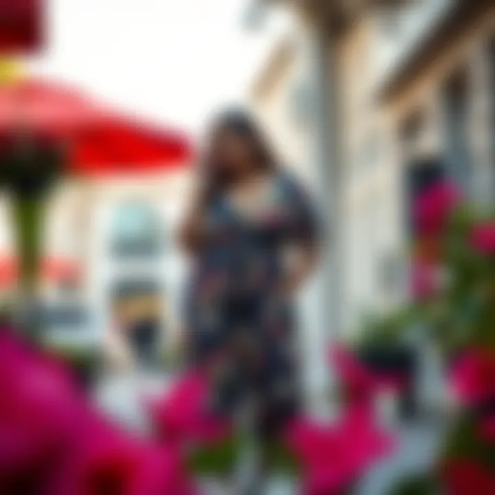 Styling options for plus size floral rompers in different settings