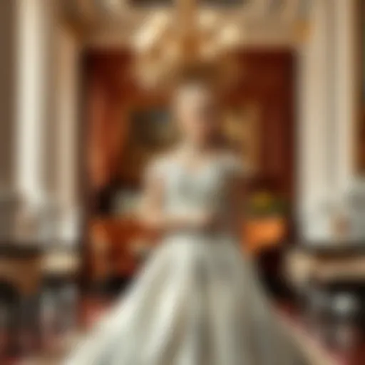 Elegant plus size princess dress in a lavish setting