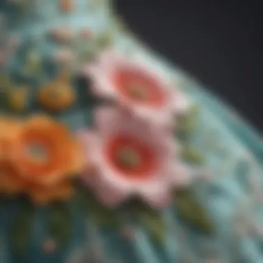 Close-up of floral appliqué showcasing craftsmanship and design