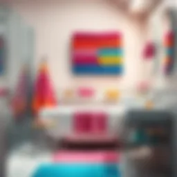 Colorful towel display in a modern bathroom