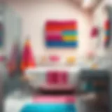 Vibrant Towel Display Colorful towel display in a modern bathroom