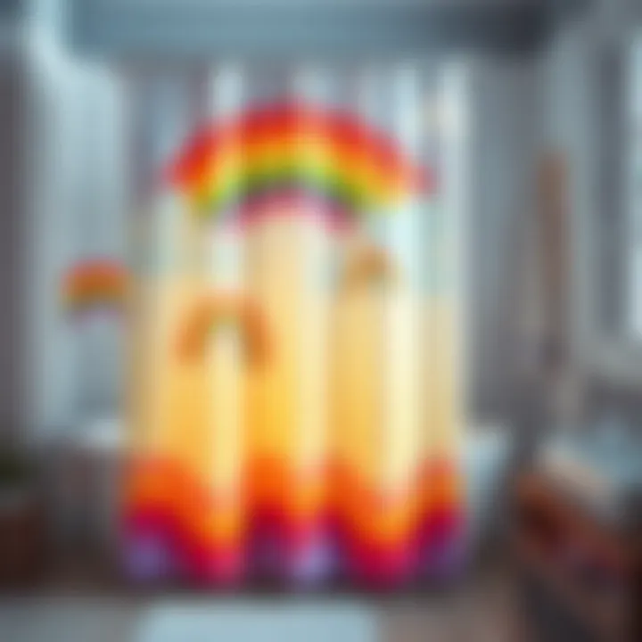Rainbow Shower Curtain Lively shower curtain with rainbow patterns