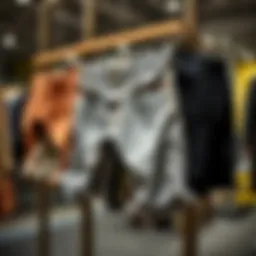 Stylish raw hem shorts on display