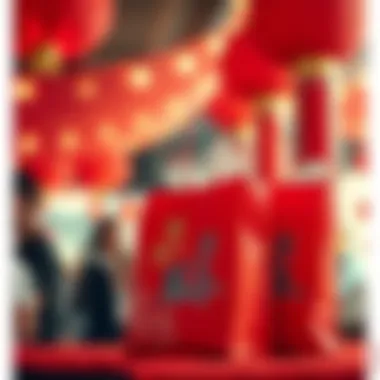 Cultural significance of red color in celebrations depicted through favor bags