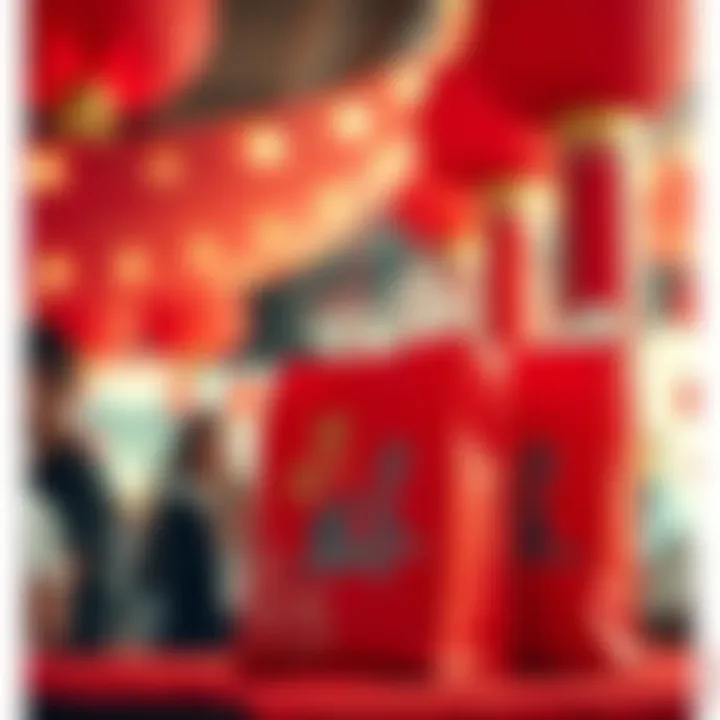 Cultural significance of red color in celebrations depicted through favor bags