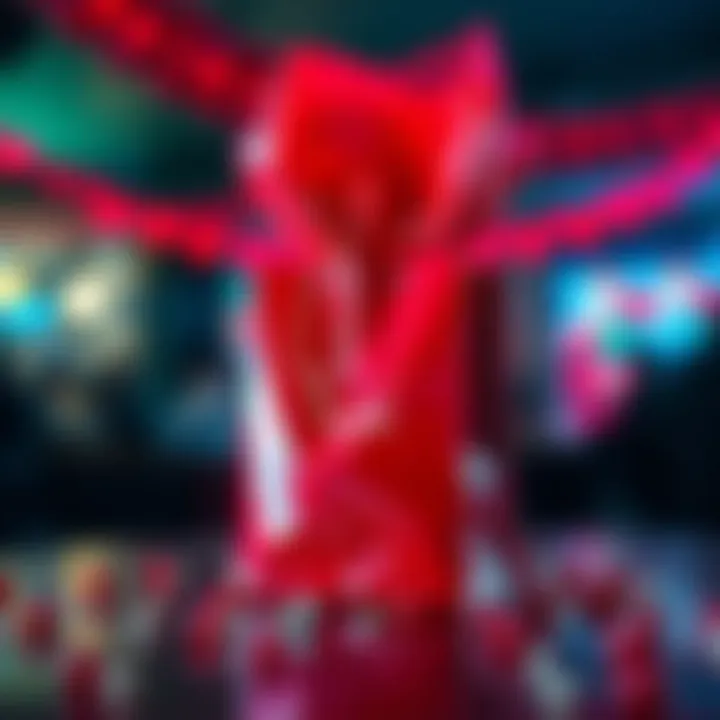 Customized red party favor bags showcasing unique designs