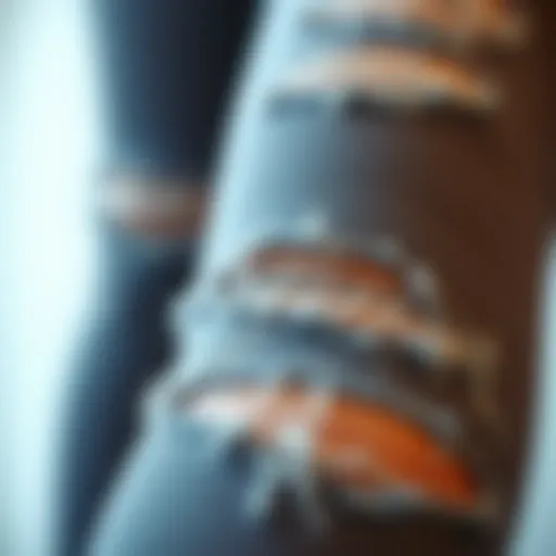 Close-up view of ripped legging fabric showcasing texture and detailing