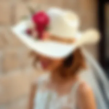 Bridal Cowboy Hat with Floral Accents Bridal cowboy hat adorned with floral accents