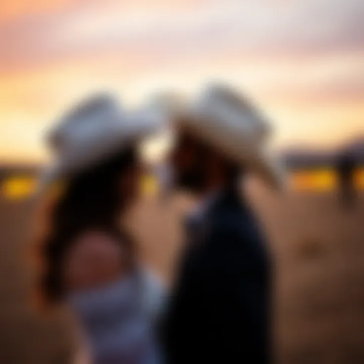 Romantic Moment with Cowboy Hats Couple sharing a romantic moment with cowboy hats