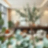 Elegant display of silk eucalyptus branches in a modern living room setting