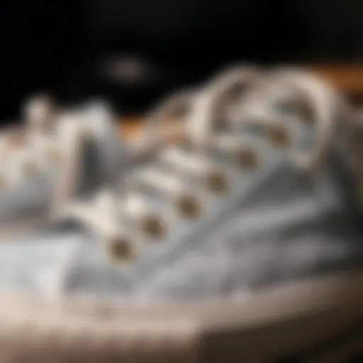 Intricate Details of Silver Glitter Sneakers Close-up of sparkling silver glitter sneakers showcasing intricate details