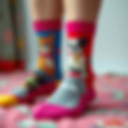Colorful socks featuring various pets