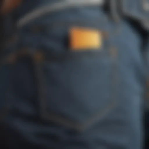 Close-up of stacked cargo jeans showcasing unique pocket designs