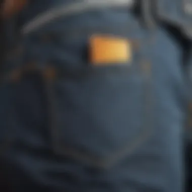 Innovative Pocket Features Close-up of stacked cargo jeans showcasing unique pocket designs