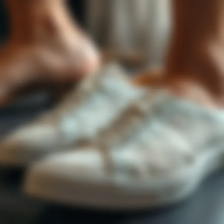 Eco-Friendly Materials in Footwear A close-up of eco-friendly materials used in summer footwear