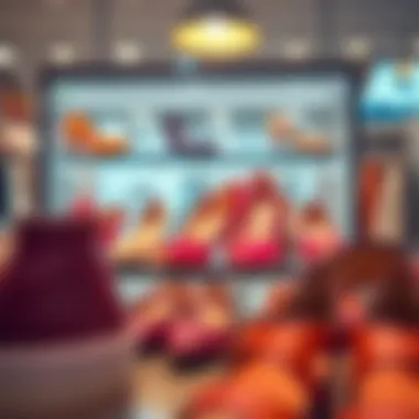 Trendy Summer Shoes in Online Shopping A fashionable array of summer shoes in a trendy online shopping interface